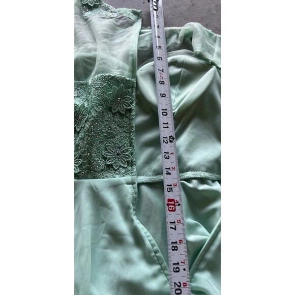 Vintage City Triangles Long Green Mint Dress Prom White Stones Women’s Sz 3 - Picture 9 of 16